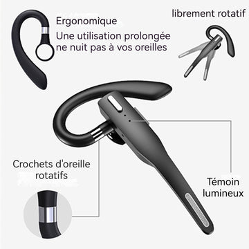 Crochet d'oreille bluetooth 100 mah réduction du bruit étanche à l'eau longue durée de vie de la batteries chargement de type-c